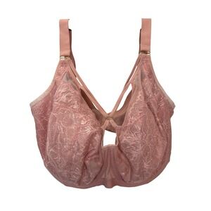 Elomi EL8080 Brianna Full Cup Strappy Plunge Lace Ash Rose Balconette Bra US 34L